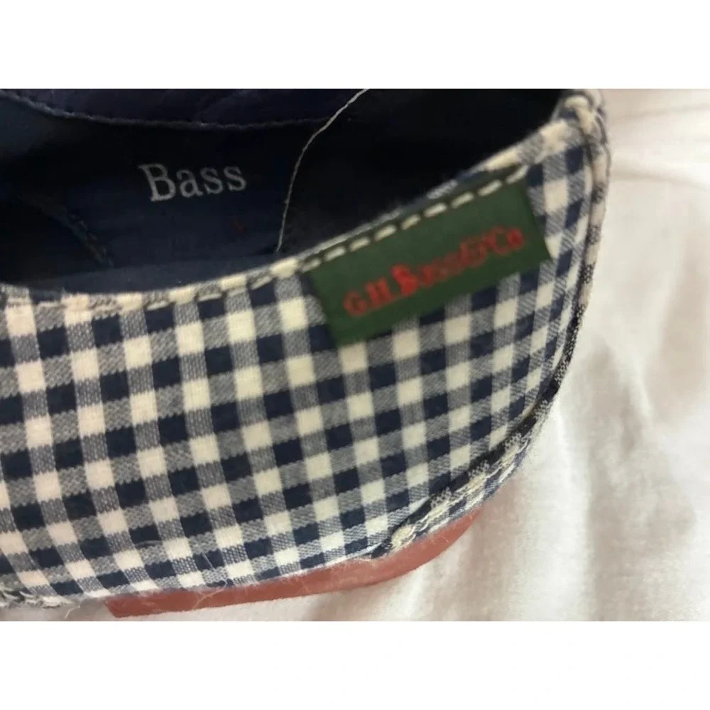 GH Bass & Co Evelyn Navy Gingham Cap Toe Oxford Shoes Womens 8M Lace Up Flats